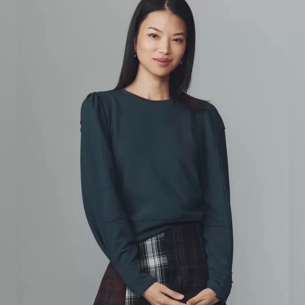 NWOT Anthropologie Fastened Puff Sleeve Pullover